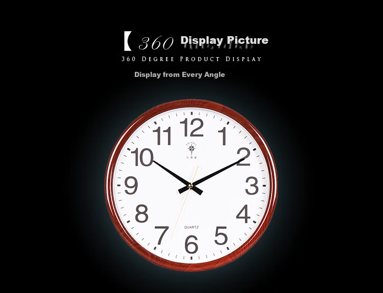 POLARIS Wall Clock, Creative Fashionable Minimalist Clock, Quiet Quartz Clock, Living Room Timepiece, 33cm Wood Grai 2