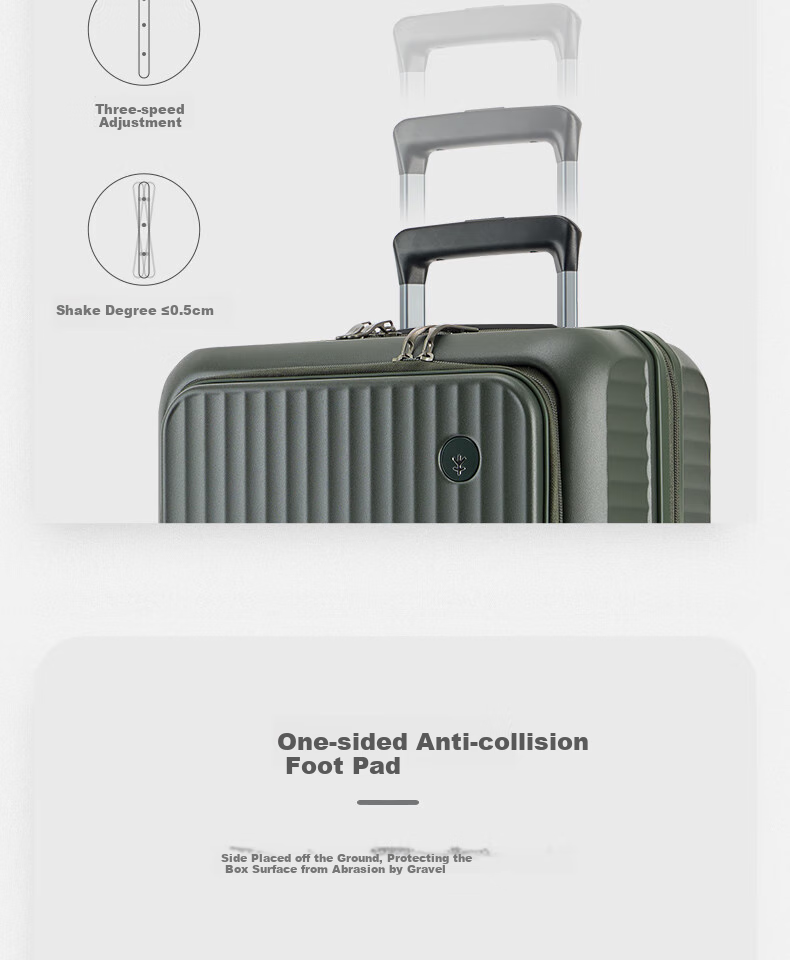 CONWOOD MEGA Series Front-Opening Carry-On Luggage Laptop Case Trolley Suitcase PC290F+, Olive Green, 20 Inches 13