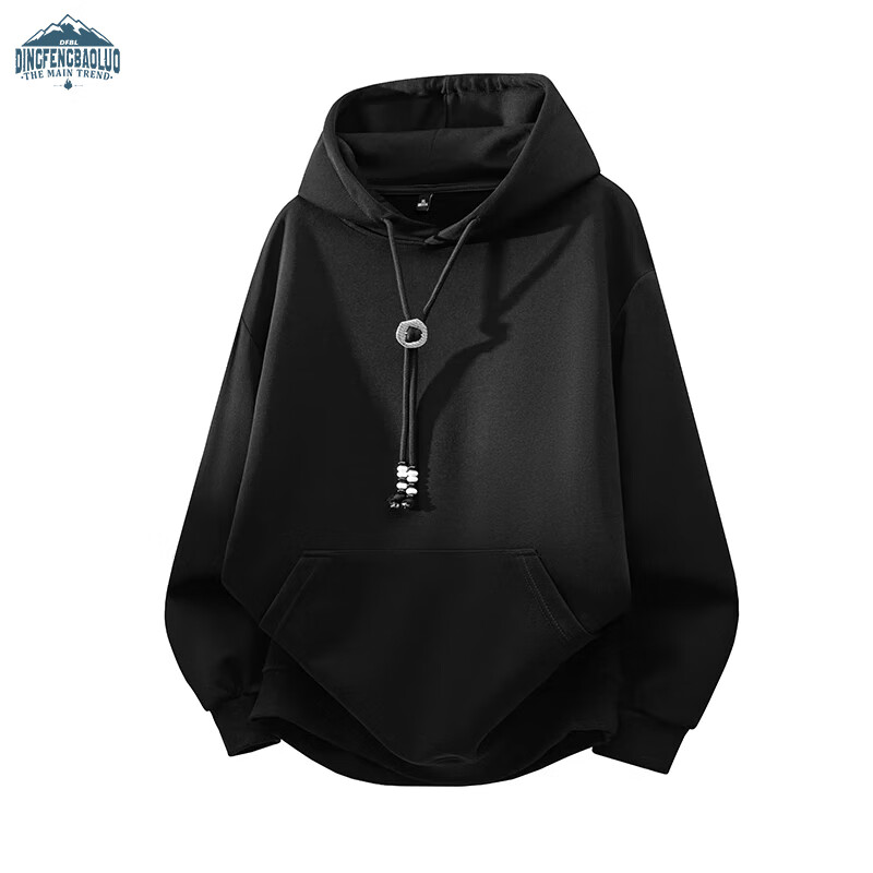 Dingfengbaoluo American Heavyweight Hoodie Men Autumn Loose Casual Trendy Pullover XK01 Black S