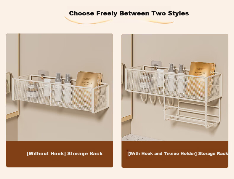 Baicaoyuan Toilet Storage Rack, Water Tank Organizer, Wrought Iron Bathroom Wall-Mounted Shelf, No Drilling Required, Bathroom Toilet Storage Rack 7