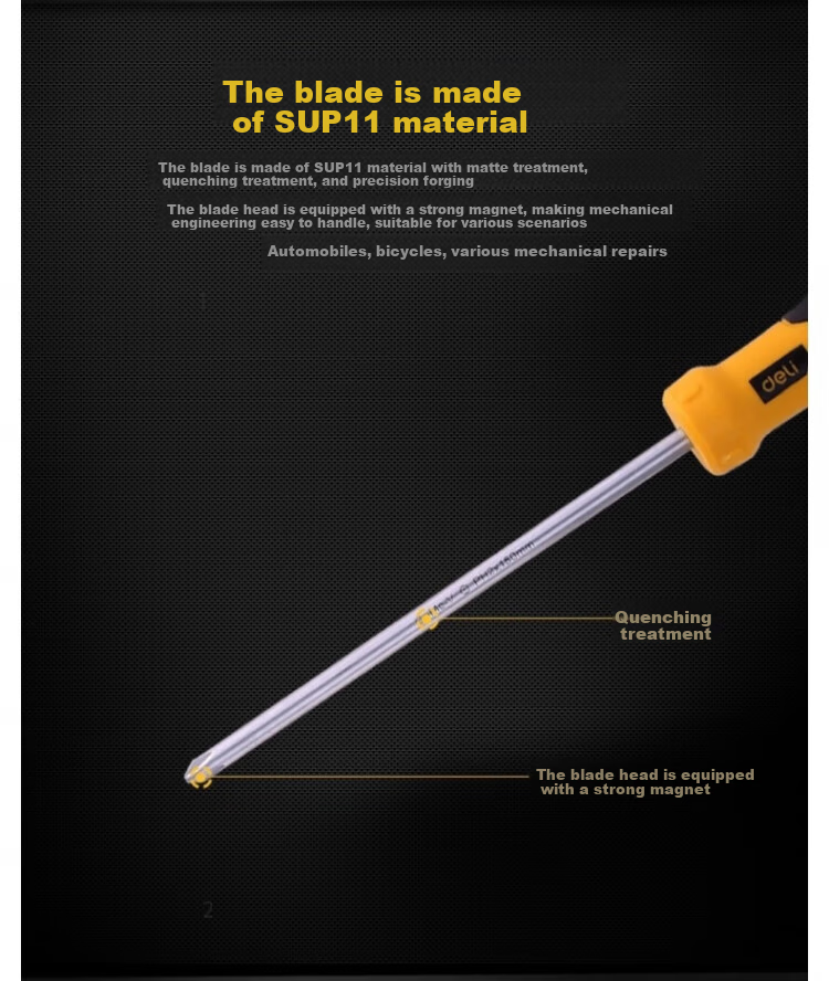 DELIGONGJU Tool, Torpedo Handle Phillips Screwdriver SUP11 (Yellow), PH2x150mm, DL636150 3