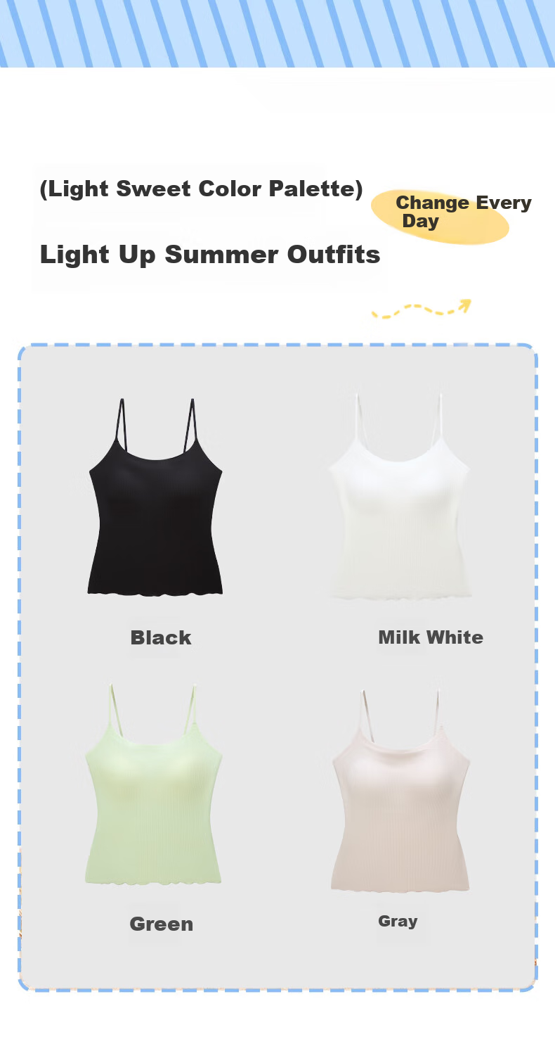 Bandgewoo Camisole for Women with Built-In Bra Pads, Seamless Underwear, Beautiful Back Design, Thin Straps, Anti-Exposure Bralette, Inner Wear 8