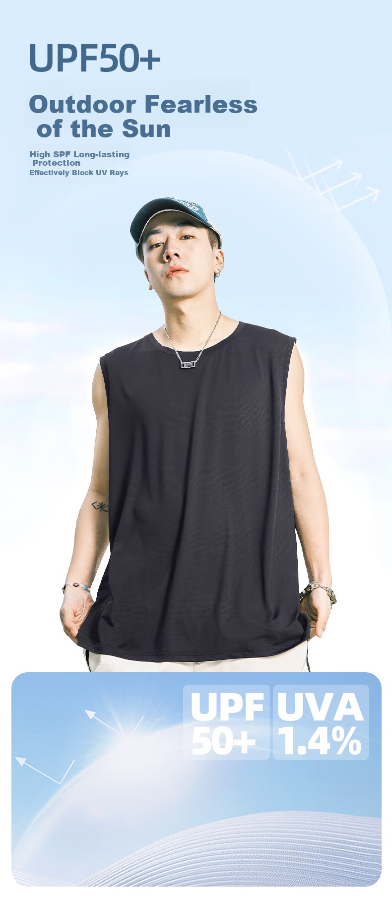 GENIOLAMODE Men's Tank Top, Summer Loose Casual Ice Silk Cool-Feeling Quick-Dry Breathable Outdoor Running Sports Vest 7