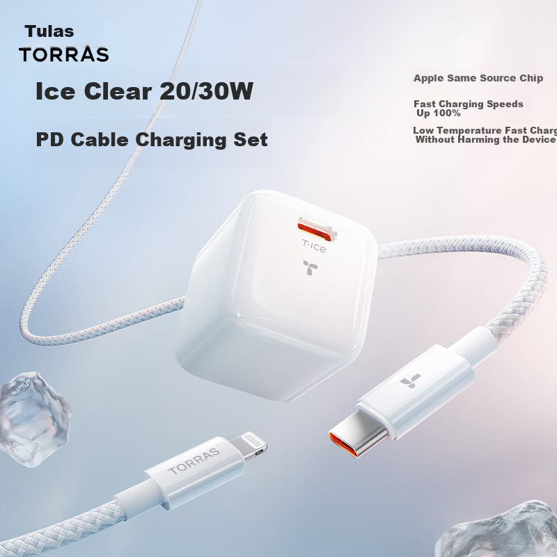 TORRAS Ice Cube Lite [Over 100,000 Sold | Compatible with All Apple Devices] 20W GaN Charger for IPhone 17 Pro, IPhone 16 Charger Head, 15W GaN Charging Cable Set for IPhone 14 And 13
