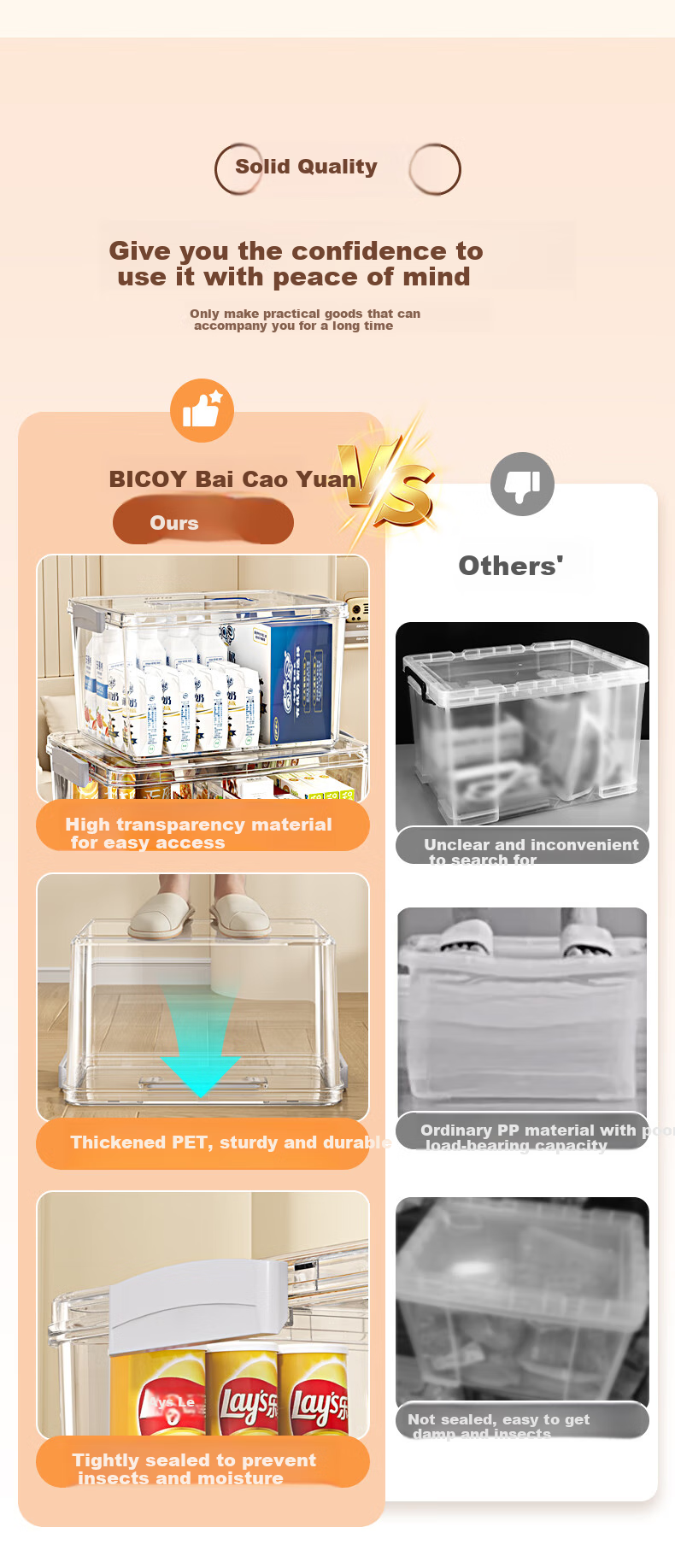 Baicaoyuan Transparent Storage Box with Handle, Thickened Plastic Organizer for Clothes, Toys, Snacks And Books, XL Size 4