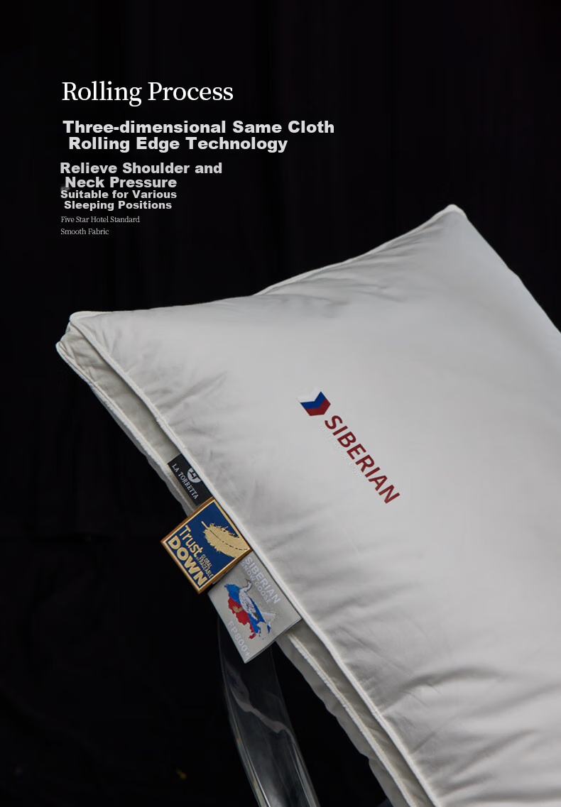La Torretta Five-Star Down Pillow, Siberian High-Quality White Goose Down Pillow for Adults, Men And Women, Single Low Pillow 6