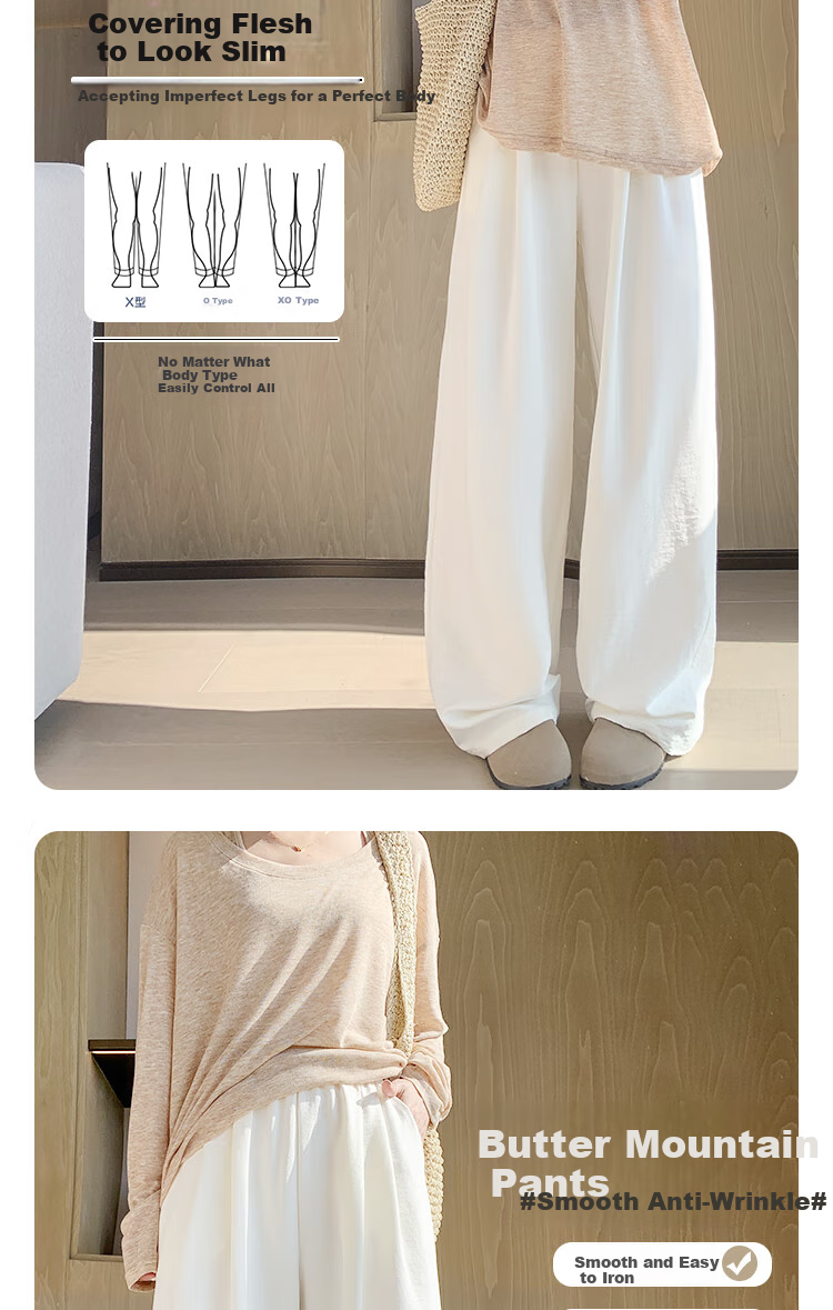 BOPRUIEY High-Waisted Cream-Colored Yamamoto-Style Pants for Women, Spring And Summer 2026 Latest Style, Lazy Casual Straight Wide-Leg Trousers 3