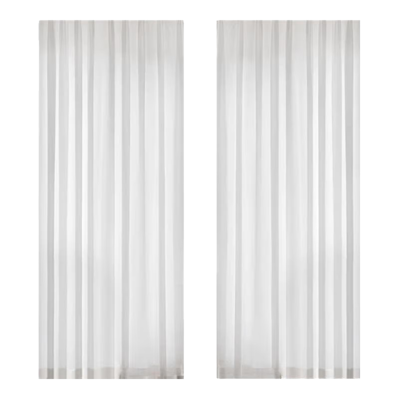 Ali Nordic Sheer Curtain for Balcony, Living Room Bay Window, Bedroom Window, White Gauze Curtain, Width 2.5*2.4 Meters, High Hook Style, Single Panel