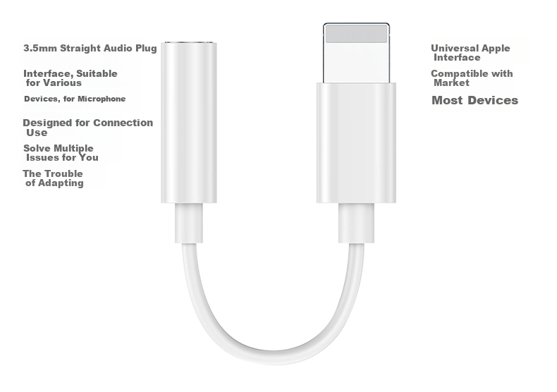 Haomuren Sound Card Clip Microphone, Apple Headphone Adapter, Lightning to 3.5mm Headphone Converter, Suitable for IPhone Audio Cable 2