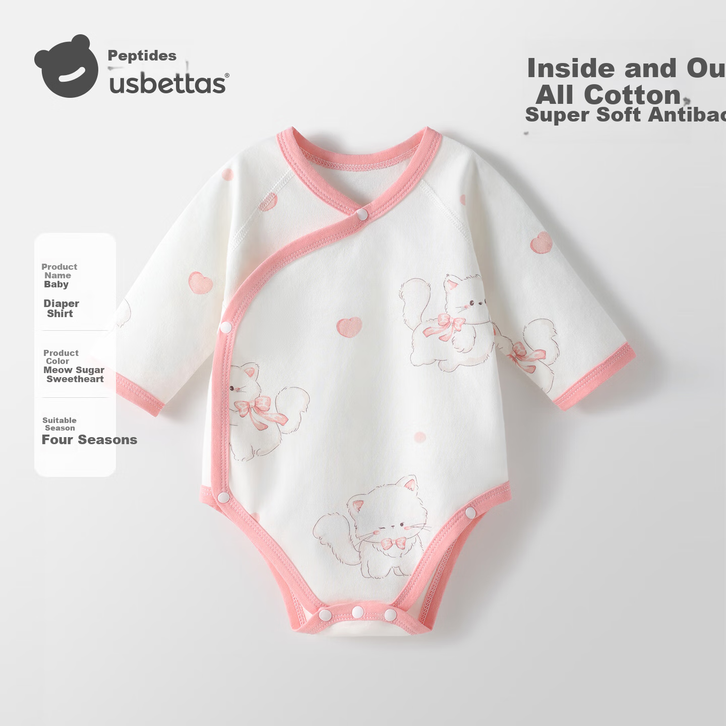 Beitaisi Baby Clothes, Spring And Summer Long-Sleeve Bodysuit, Newborn Infant Belly Protection Clothing, Small Age Pure Cotton Onesie