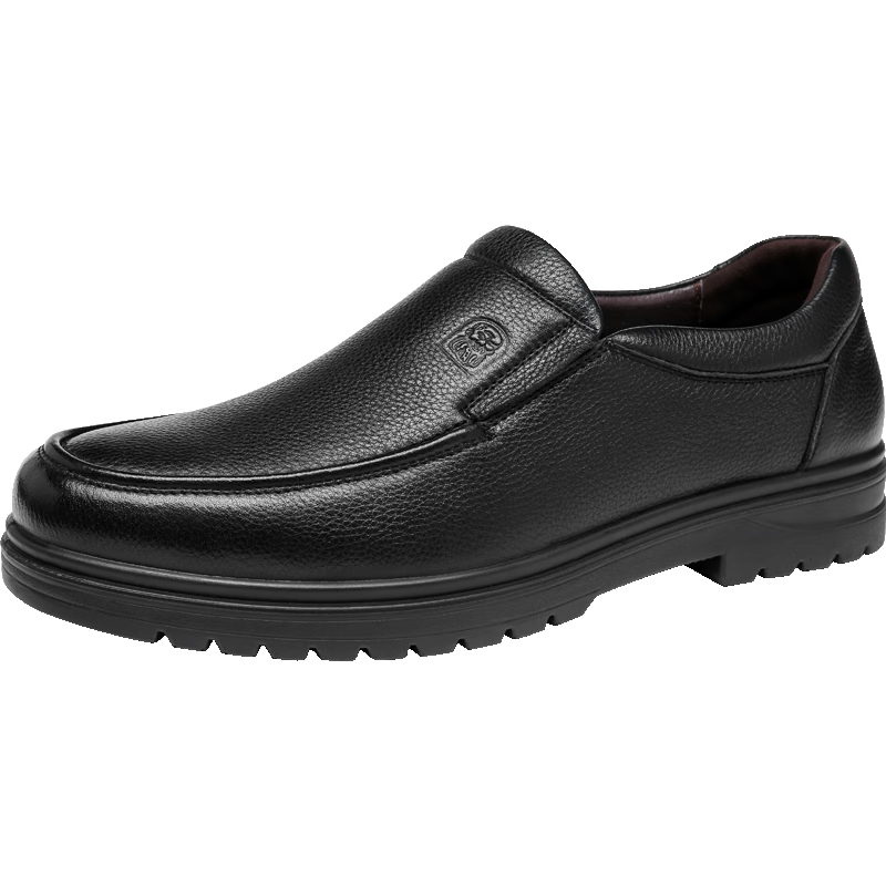 LAORENTOU Men's Leather Shoes, Business Casual Shoes, Top-Grain Cowhide Slip-Ons, Wear-Resistant Men's Shoes, Soft Upper Men's Shoes, 19009 Brown, Size 42
