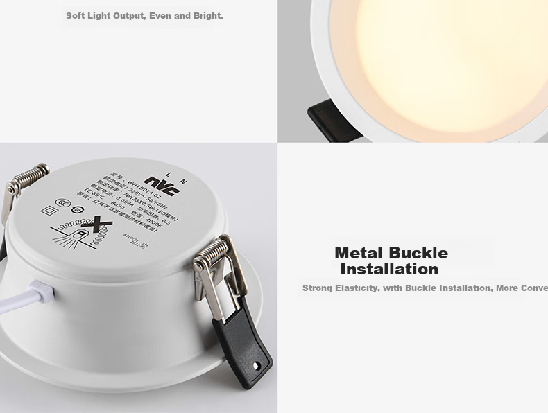 NVC LED Downlight for Living Room, Bedroom, Hallway, Recessed Narrow Edge Full Aluminum Spotlight, 7W Tri-Color Ra95 [Miyue] 15
