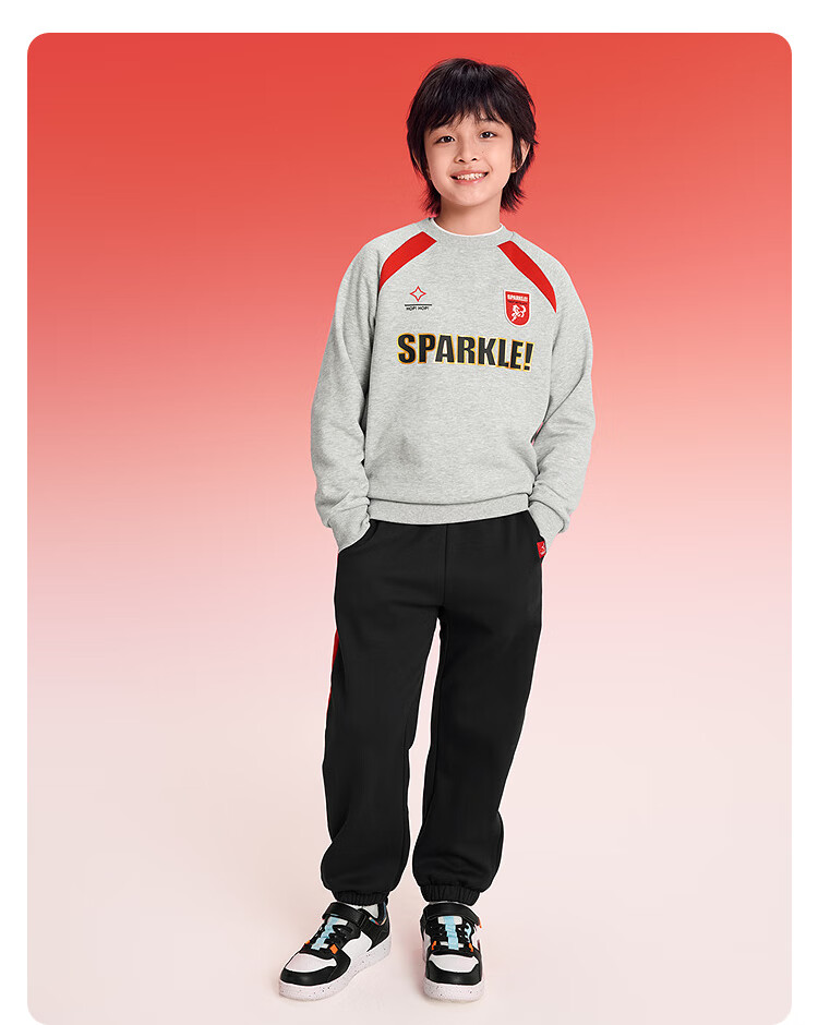 Balabala Kids Boys' Outfit 2025 New Spring Autumn Fleece Lined Red New Year Celebration Sportswear Trendy Cool 5