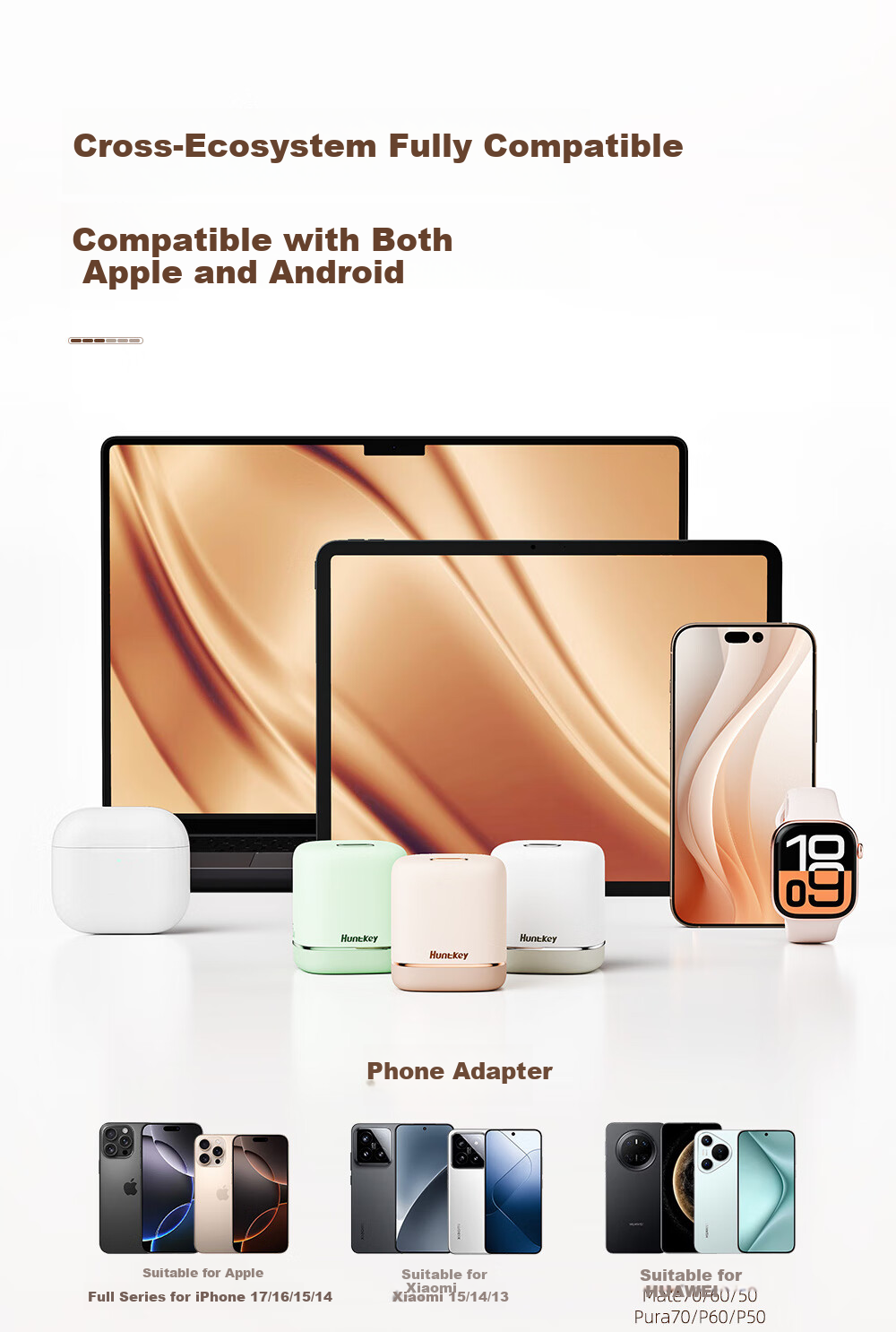 Huntkey AVS Protocol Fast Charger 45W GaN Charger Compatible with Apple iPhone 17/16/15 Pro Max and Tablets 40W Charging Adapter 15