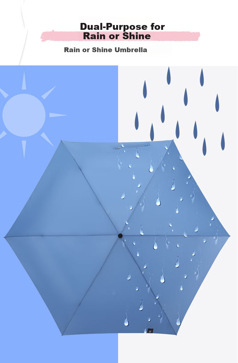 MAMORU UV Protection Sun Umbrella, Tri-Fold Colored Plastic Sunshade, Ultra-Light Carbon Fiber Pencil Umbrella 135g Light Gree 7