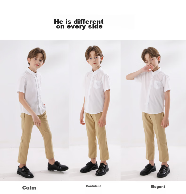 Yinuofang Children's Short-Sleeve White Dress Shirt Performance Suit Shirt Summer T-Shirt Short Sleeve: White Shirt 160CM 4