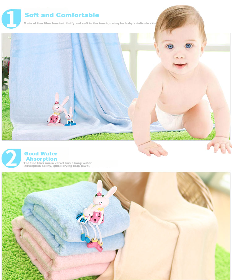 Xiqinbao Children's Bath Towel, Coral Fleece Baby Bath Robe, Hooded Bath Towel with Ears, Pink, 140*70cm 4