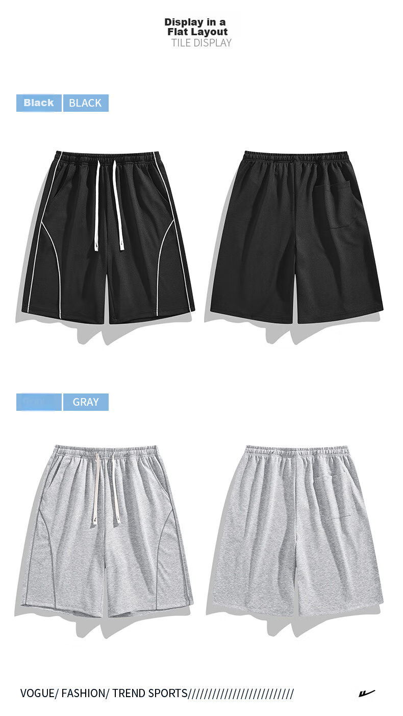 Huili Shorts, Summer Men's Breathable Thin Five-Point Pants, Loose Curved Knife Shorts, Casual Sports Pants, Men's Black, Size M 6