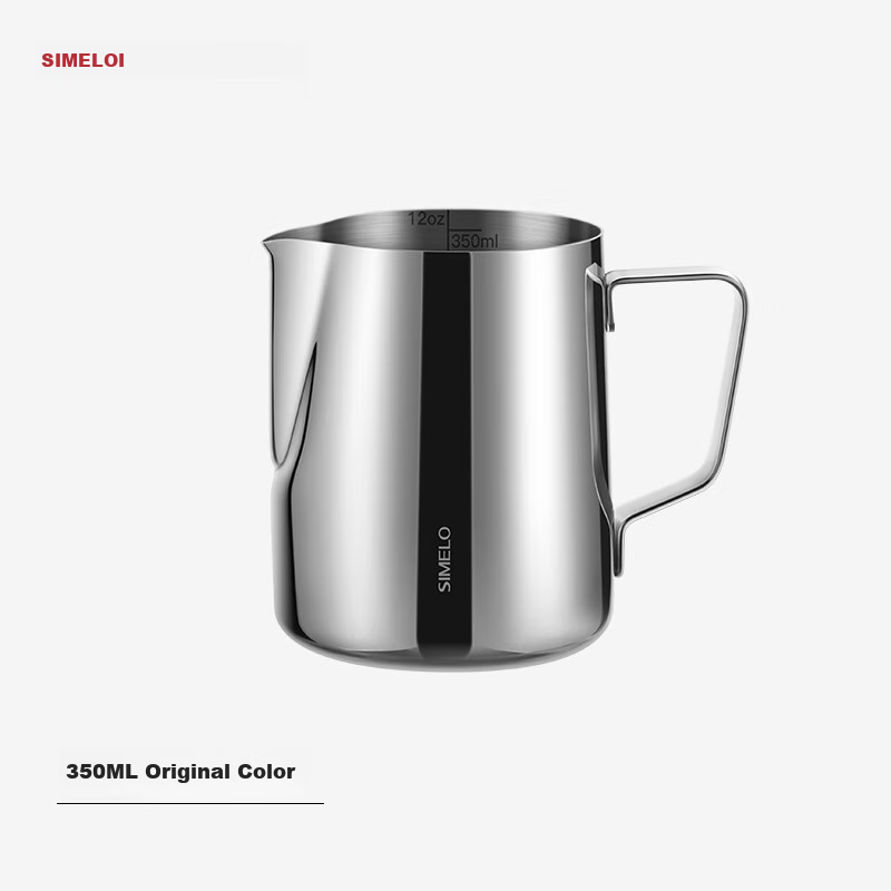 SIMELO Coffee Latte Art Cup, 304 Stainless Steel, Pointed Spout, with Inner Scale, Milk Frothing Pitcher, 350ML