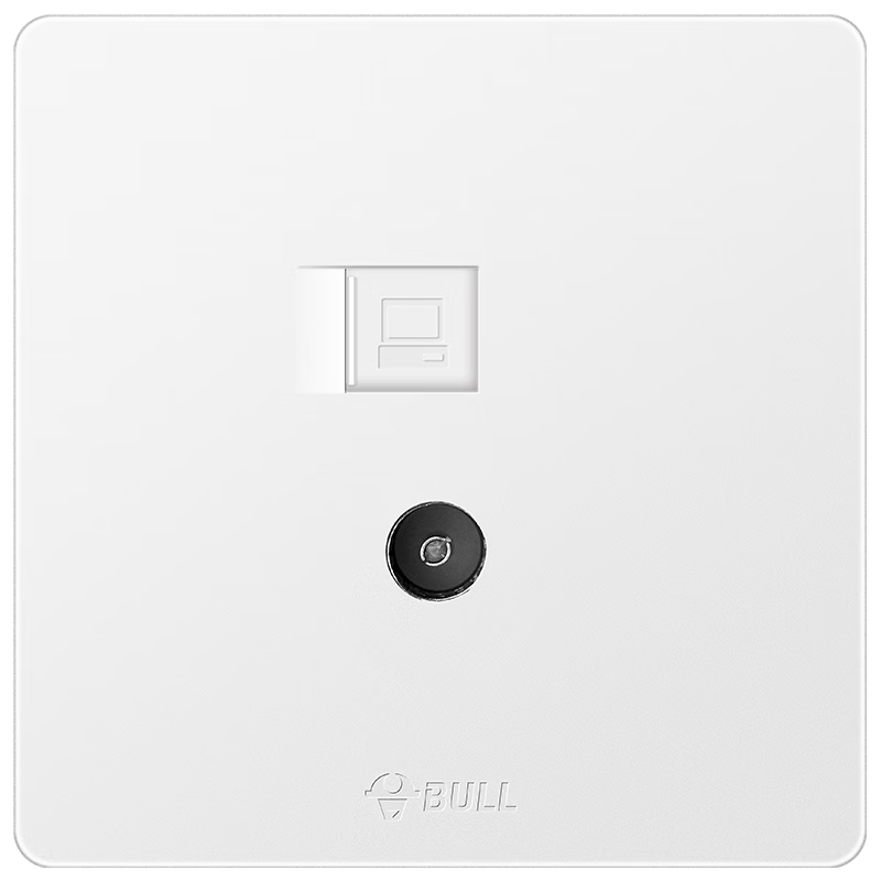 BULL Switch Socket Two-Port Computer with TV Cat6 Socket Cream Style G12T223B Frost White