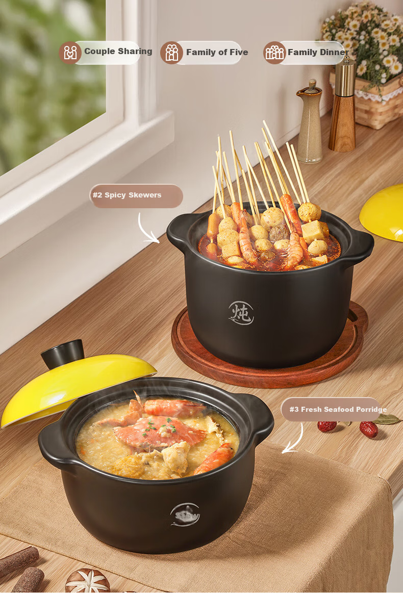 Royalstar Ceramic Casserole Pot for Soup, Heat-Resistant Dry-Burning Crack-Resistant Stew Pot for Home Use, Compatible with Gas And Open Flame Stoves, 6.8L Capacity 12