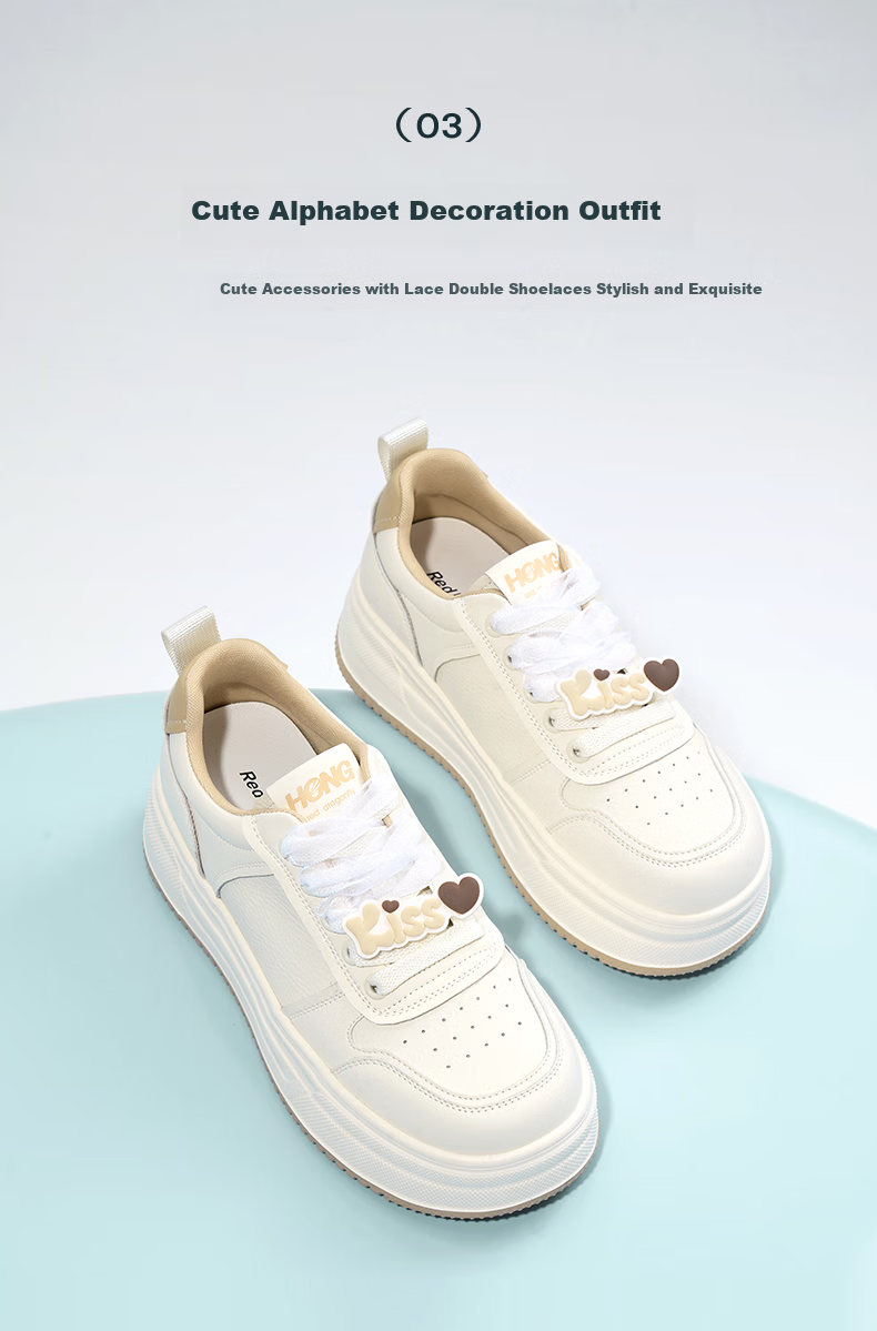 Red Dragonfly Thick Sole White Sneakers Casual Fashion Height Increasing Comfortable Women's Sneakers WTB35009 Beige/Purple 37 4
