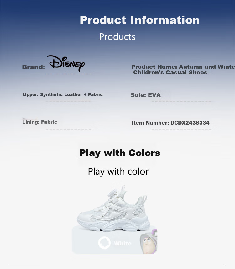 Disney Kids Running Shoes Boys and Girls Spring Autumn Outdoor White Breathable Sports Shoes Size 28 1