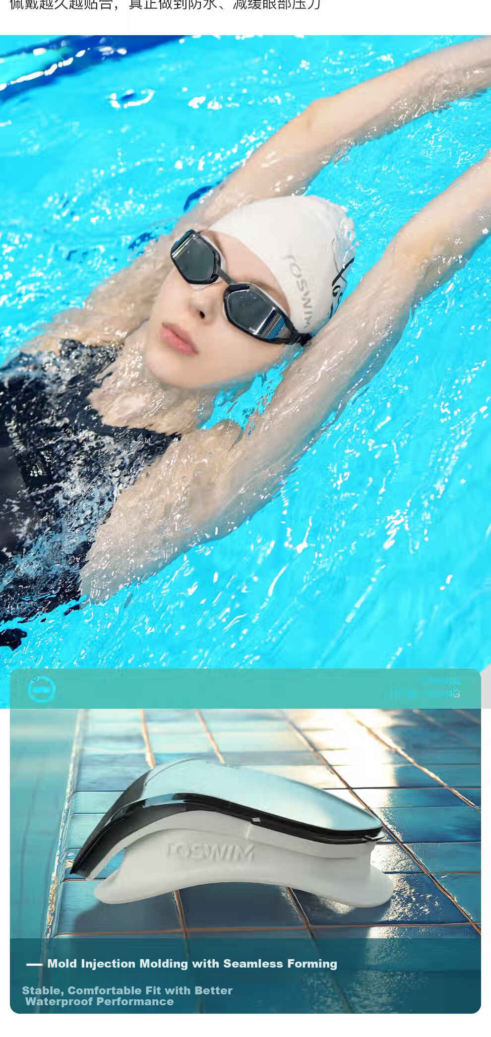 TOSWIM Myopia Swimming Goggles for Men And Women, High Definition Anti-Fog, Left And Right Prescription Available, Swimming Goggles with Single Lens, Silver Coated Film, -6.00 Diopters 5