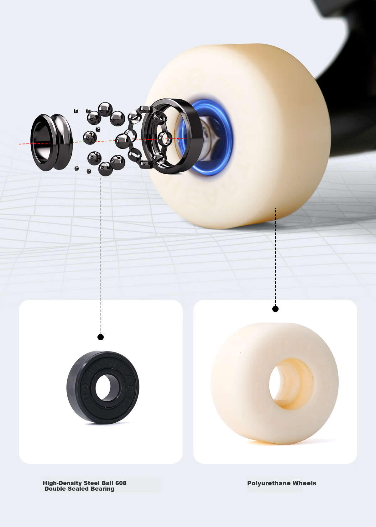 DBH Skateboard, Professional Board for Beginners, Children And Adults, Boys And Girls Aged 6-12 Double-Warped Board, Unicorn Design, 8.0 Inches 13