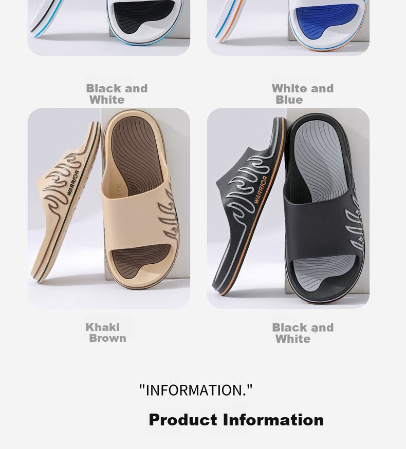 Huili Sports Slippers for Men, Indoor And Outdoor Wear, Non-Slip, Lightweight Sandals, HL39561, White And Black, Size 44-45 7