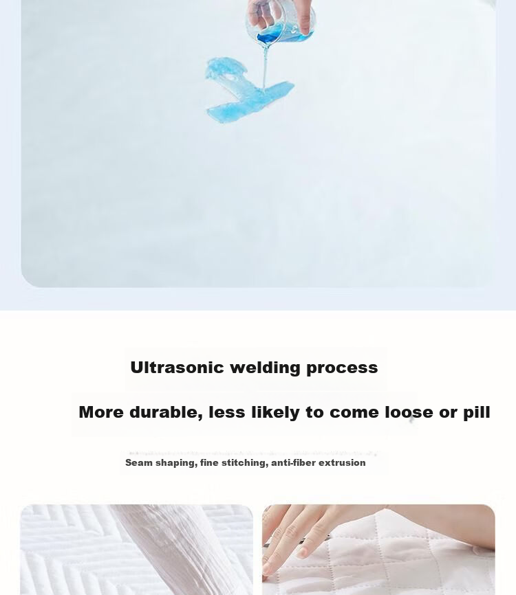 Wangyiyanxuan Mattress Protector, 3-Layer Standard Class A Antibacterial Waterproof Mattress Pad, 150×200cm, White Fitted Sheet Style 17