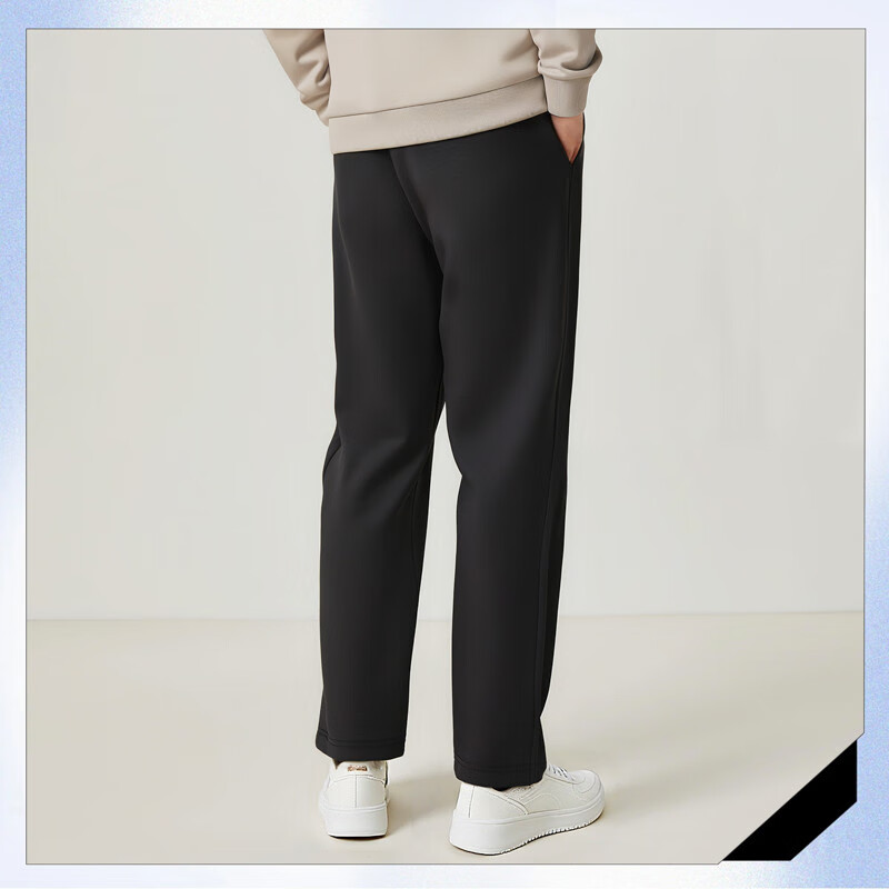 LI-NING Men's Fleece-Lined Straight-Leg Warm Casual Sports Pants Winter Loose Fit