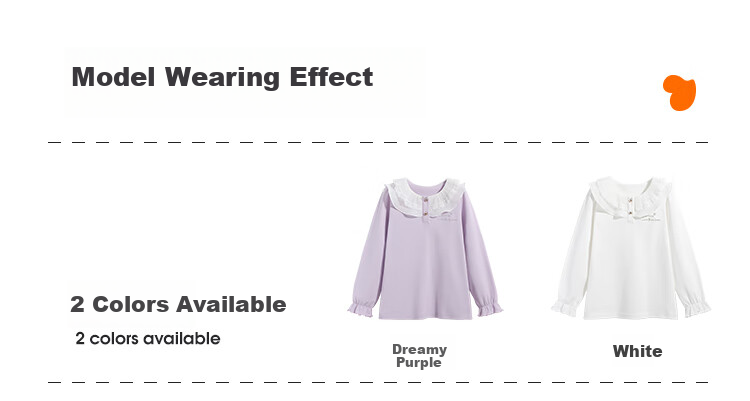 QQ DUCK Children's Clothing Long Sleeve Girls' Polo Shirt Top Youth Clothing Mesh Doll Purple; 120 8