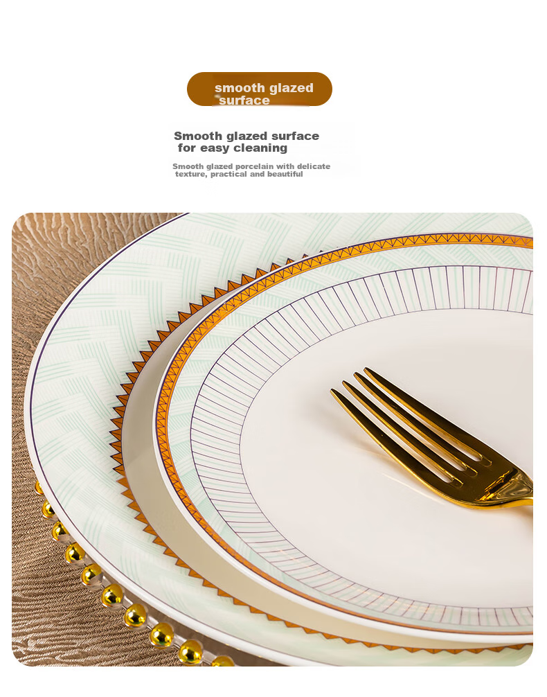 Haoya Underglaze Ceramic Plates, Dinner Plates for Home Use, High-End Tableware, Yanyu Yao Pattern, 8 Inches, Set of 4 5