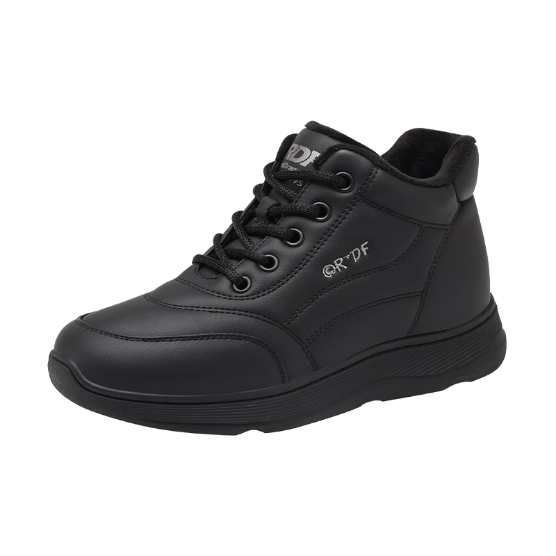 Red Dragonfly Women's Cotton Shoes Fleece Lined Warm High-Top Sneakers Outdoor Windproof Lightweight Walking Casual Shoes WTC457801H Black Size 35