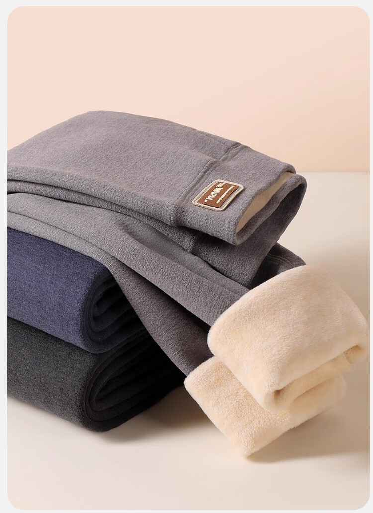 Caiyue Boys' Thermal Pants Fleece-Lined Thickened Cotton School Uniform Inner Wear Autumn Winter Kids' Warm Trousers 2