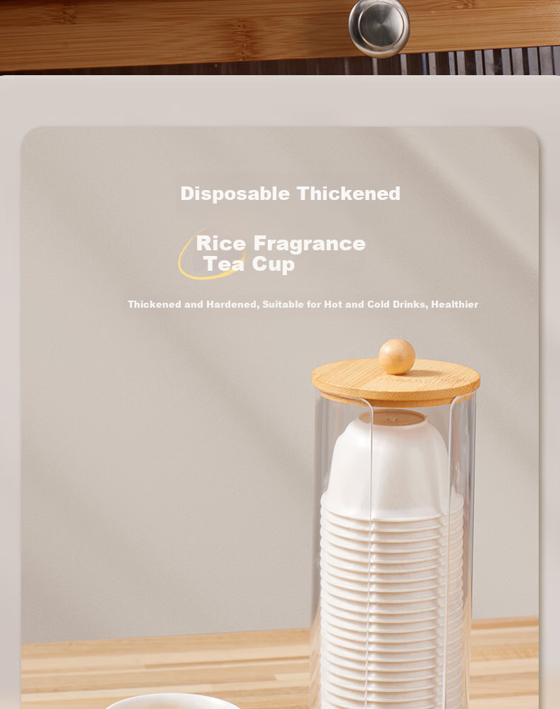BJ Disposable Tea Cups, Kung Fu Tea 60ml Biodegradable Rice Husk Cups, High-Quality Heat-Resistant Tea Cups for Sipping, 100 Pieces + Cup Holder 2