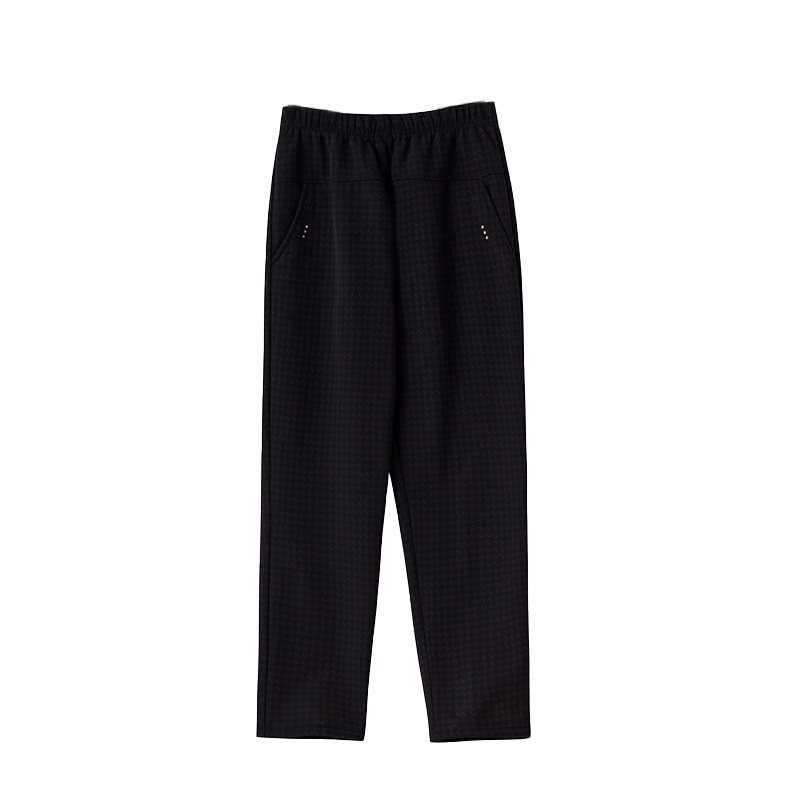 Pastel Windproof Thickened Fleece-Lined Winter Tapered Pants Elastic High Waist Plaid 3XL for Middle-Aged and Elderly Women