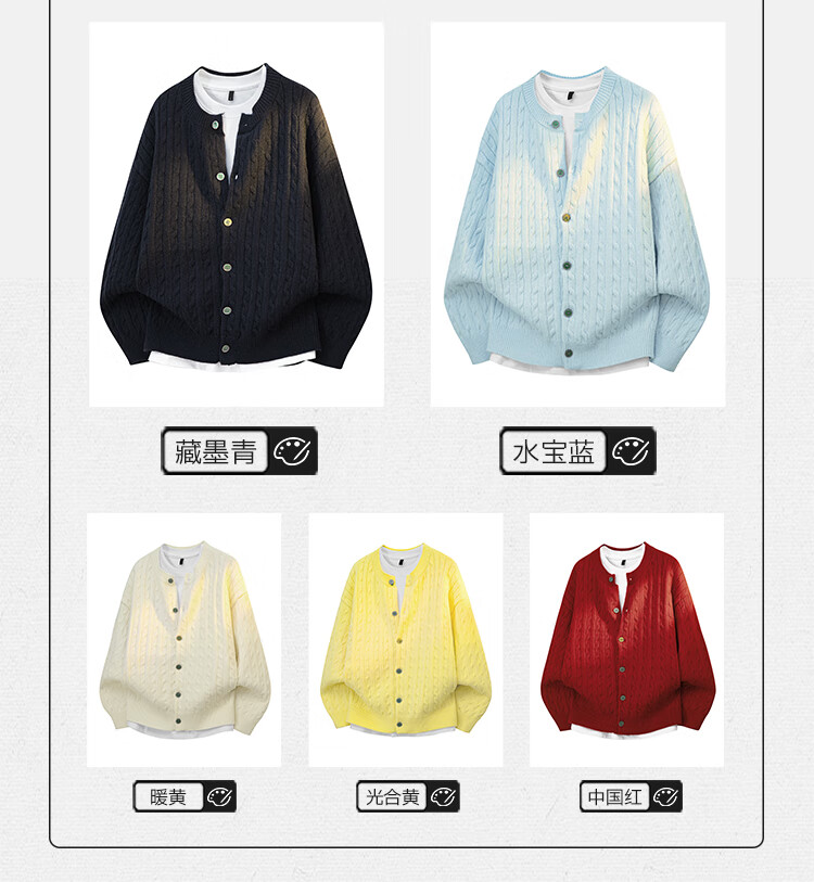 Homlean Vintage Style Casual Cardigan Sweater Men Autumn Winter Loose Knit Jacket HX66 Warm Black 2XL 2