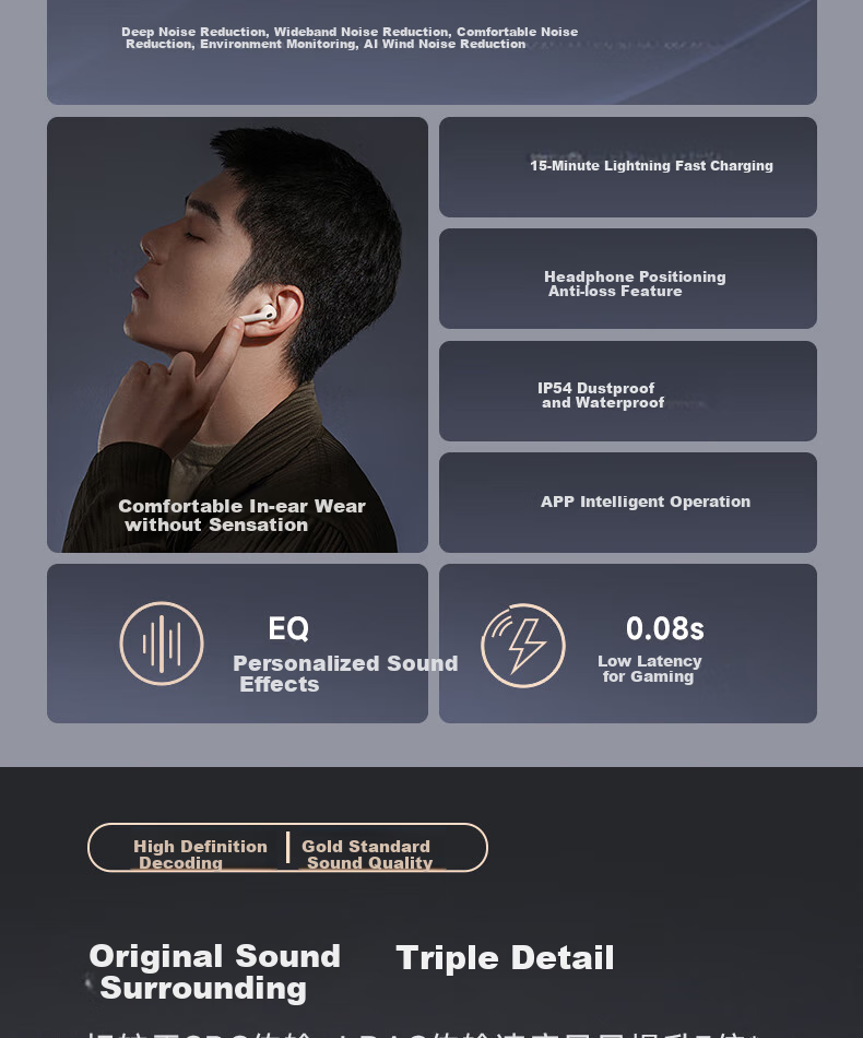 Manbuzhehuazai Evo Pro Wireless Bluetooth Headphones, Hybrid Active Noise Cancellation, Gold Standard Certified, Compatible with Apple, Huawei, Xiaomi, Misty Pink 5