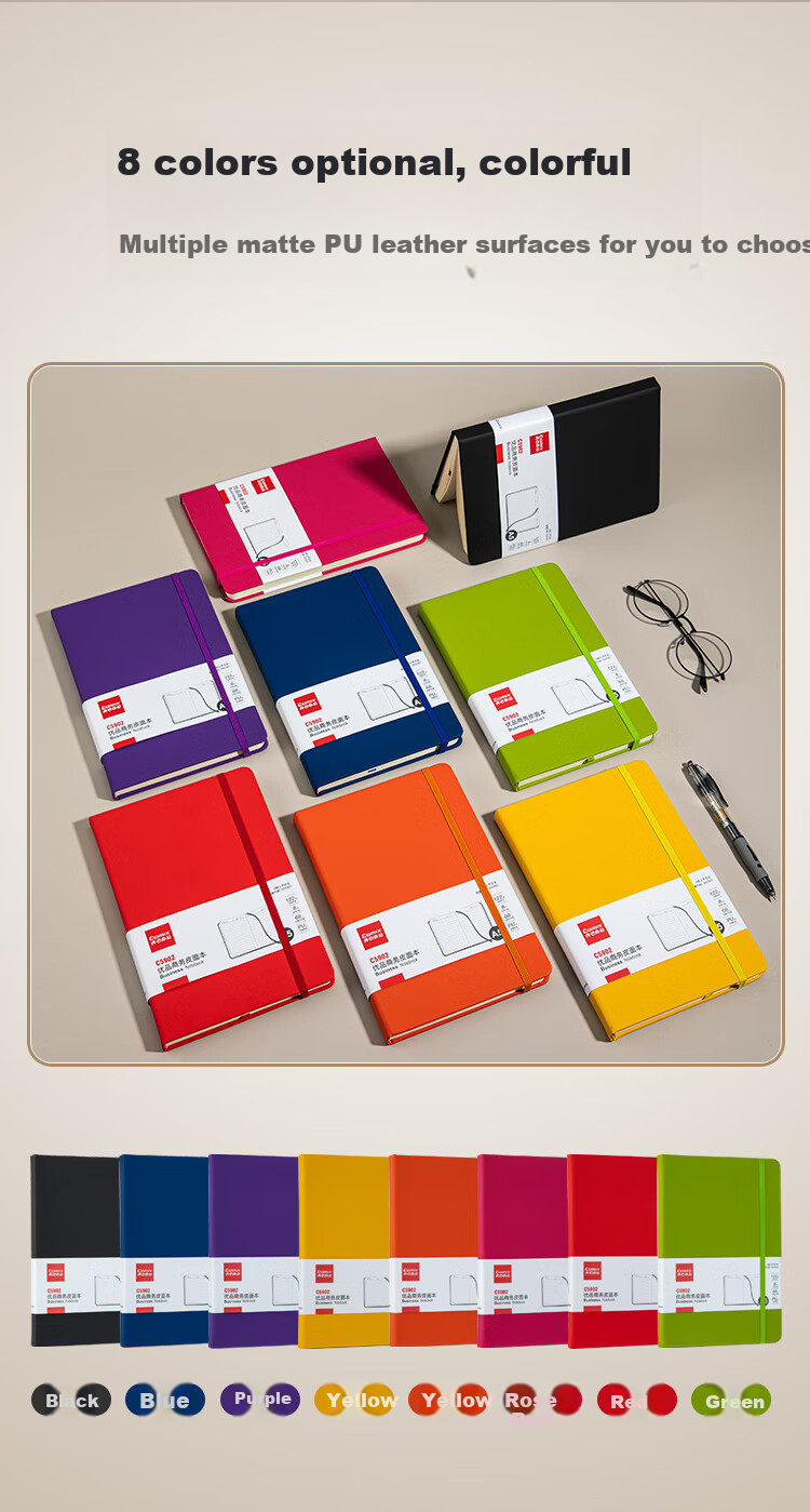 COMIX Business Classic Hardcover Notebook, A5 Size, Black, 25K Pages, 120 Sheets, Office Journal, Meeting Notebook 2