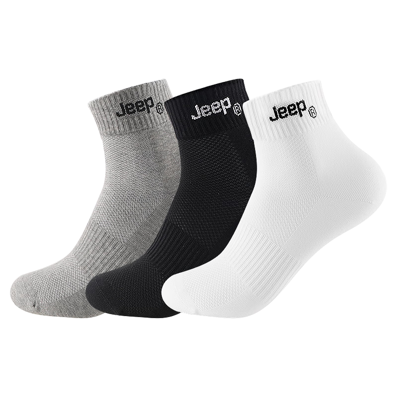 Jeep Men's Sports Socks (6 Pairs) Running Basketball Socks Sweat-Absorbing Anti-Slip Breathable Casual Socks for Men and Women
