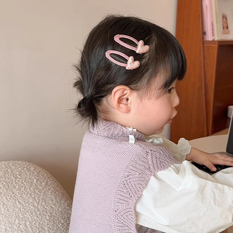 Xiangwan Hair Clip Set of 4 Girls Polka Dot Heart BB Clips Side Bang Hair Clips Children's Day Gift for Girls 4