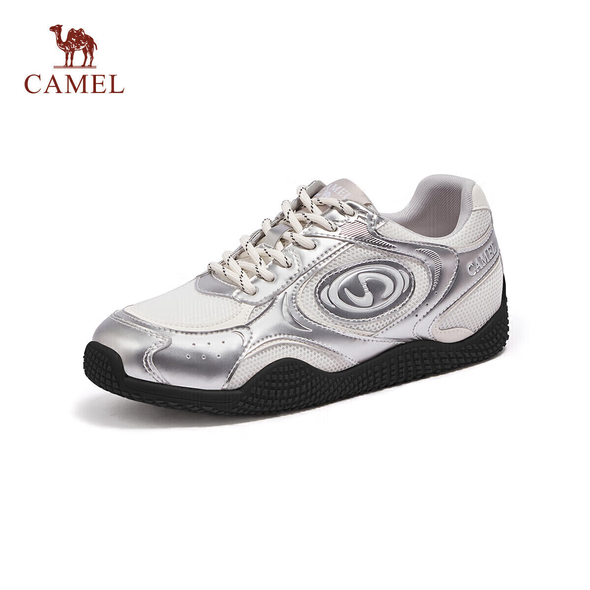 CAMEL Crescent Training Shoes for Women, Versatile Sports Sneakers, Mesh Casual Shoes L25S577059A White/Silver/Black 35