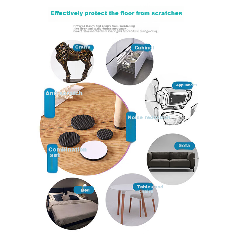 Hujia Table And Chair Foot Pads, 52 Pieces Self-Adhesive Non-Slip Stickers, Quiet Wear-Resistant Furniture Protection Pads, Multiple Sizes Available