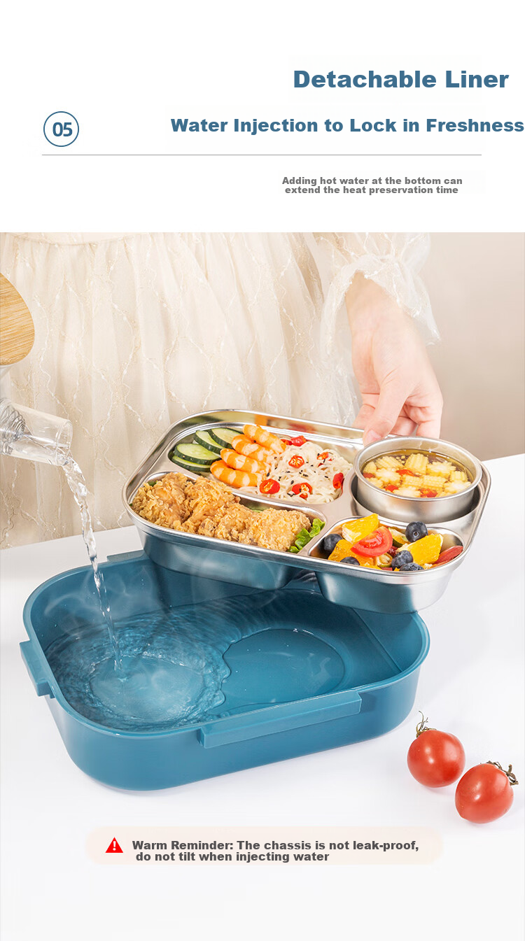 MAXCOOK 316L Stainless Steel Lunch Box, Microwave-Safe 5-Compartment Insulated Student Lunch Box with Utensils And Bag MCFT5906 3