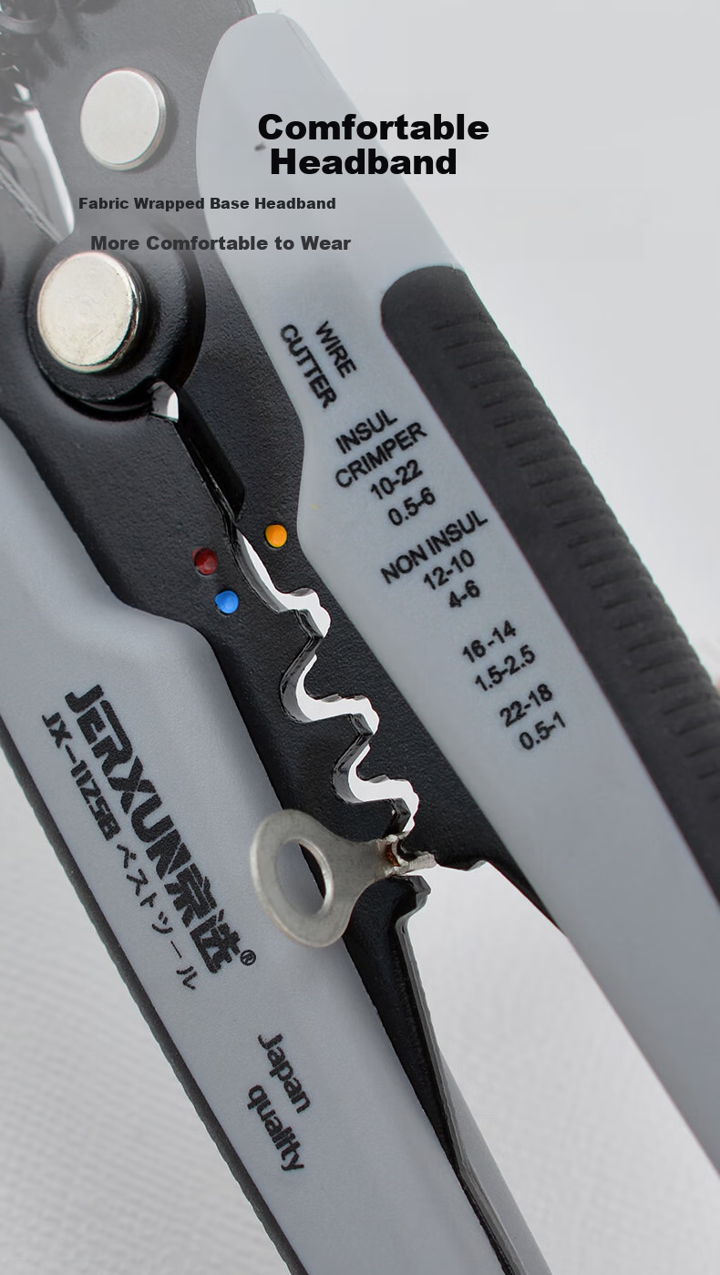 JERXUN Automatic Wire Stripping Pliers, Electrician's Wire Stripper, Wire Cutter, Terminal Crimping Pliers, Multifunctional Fiber Optic Cable Stripping Pliers 8