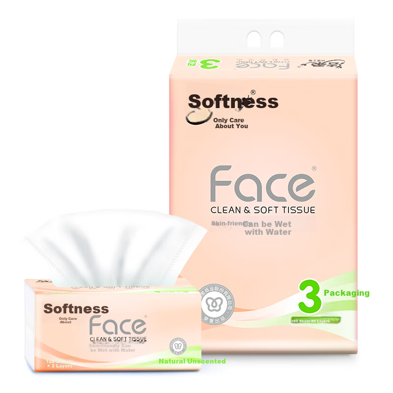 Jierou Facial Tissues, Pink Face, 3-Ply, 120 Sheets, 3 Packs, 10 Sets, PR229-30R/PR298 [Full Box]
