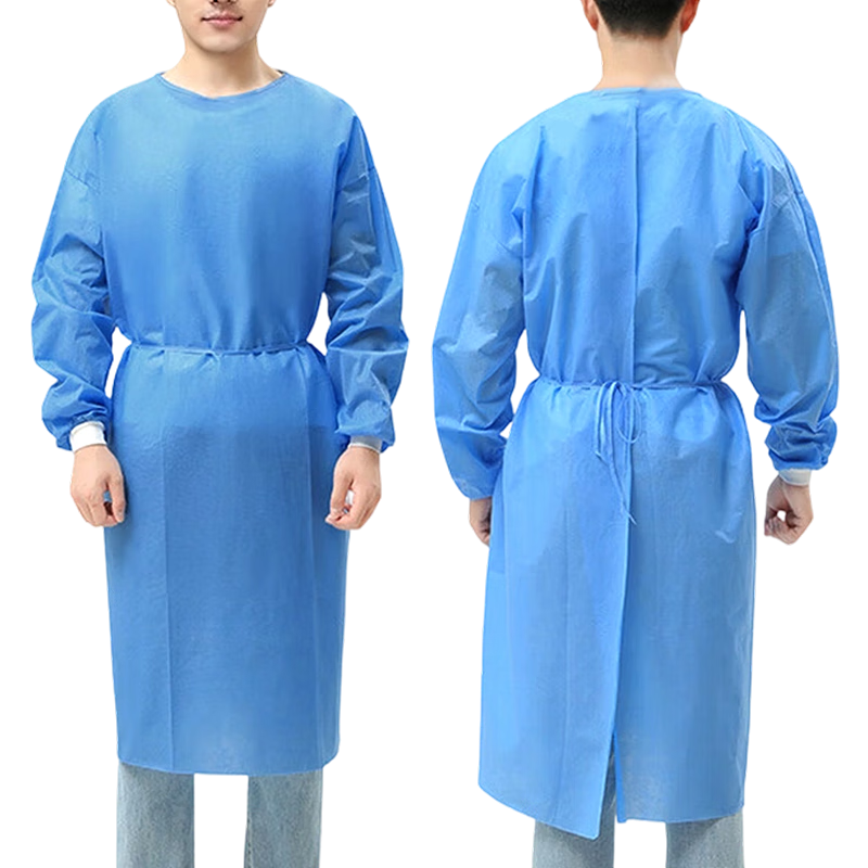 Mandelai Disposable Isolation Gown Protective Medical Blue Reverse Wear Coverall SMS Breathable Non-woven Knitted Dustproof Suit [Thickened 10 Pieces Individually Packaged]
