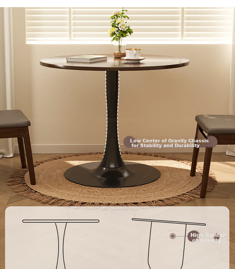 XIAOJIANGCAI Round Dining Table for Home, Small Apartment Restaurant Table, Balcony High-End Table, Tulip Negotiation Table, Walnut, 70*73 11